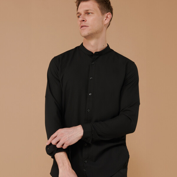 Henbury Mandarin Roll Sleeve Anti-Bac Wicking Shirt Thumbnail
